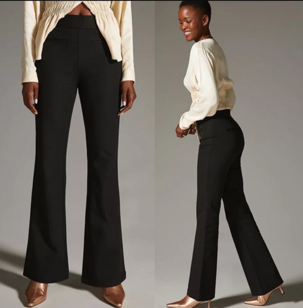 EUC Anthropologie Maeve Slim Flare Black Pants - Size 10
